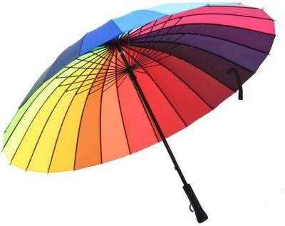 China CLASSIC 24K Large Umbrella Straight Long Handle Rod Windproof Manual Stick Umbrella for sale