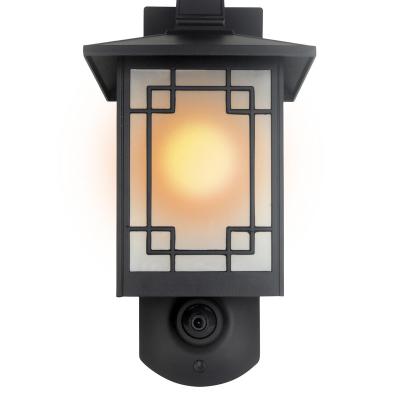 China Black Metal Lantern Style Glass Wall Light with Visual Doorbell IPL102 for sale