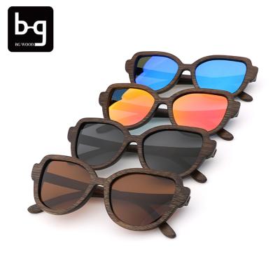 China WOODEN SUNGLASSES/FASHION SUNGLASSES Wood Polarized Brown Wooden Bamboo Frame And Sunglasses for sale