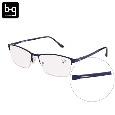 China Reading Glass Half Flat Rim Flex Reading Glass Reading Glass Blue Metal Frame 2.5 for sale