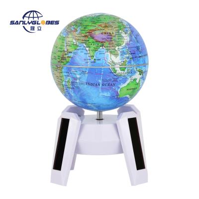 China Educational/Gifts/Supermarket Decorative Best-selling 10.6cm Table Modern Solar Powered Storage Rotating Globe With Launch Platform Design for sale