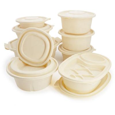 China Disposable Food Packaging Bowl PFAS Free Biodegradable Sugarcane Bagasse Pulp 800ml Salad Food Bowl for sale