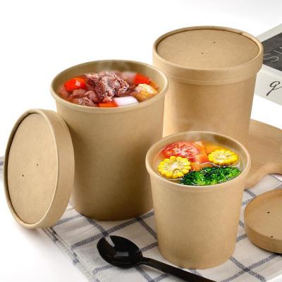 China Disposable Biodegradable Disposable Soup Bowl Paper Cups With Paper Lids Soup Bowl Wrapping Paper Soup Bowl Brown Paper Cup for sale