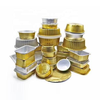 China FoodCooking Sliver Thickened Rectangular Airline Food Tray Gold Tin Can 1000ml Disposable Aluminum Foil Containers With Lid for sale