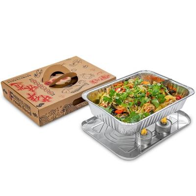 China FoodCooking Wholesale Price Disposable Barbecue Aluminum Foil Lunch Box Thickened Heat Resistant Packaging Dish With Sealed Cover for sale