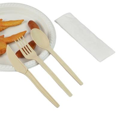 China Eco Friendly Biodegradable Disposable Plastic Cutlery Stocked Customized Logo CPLA Biodegradable Knife Maker Spoon and Fork Cornstarch Disposable Plastic Cutlery for sale