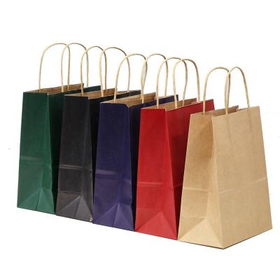 China Recycled Materials Customized Logo Take Out Food Bag Fashion Shopping Bag Brown White Kraft Paper Bags for sale