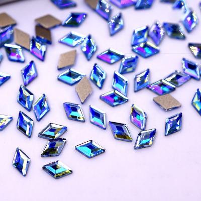 China Flat Back Sapphire AB Shape Diamond Glass Eco-friendly Hotfix Rhinestones Crystals Shape Stones During Garment/Fabric/New Year Nail Art for sale