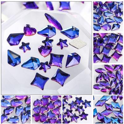 China yantuo Wholesale Eco-friendly Crystal Sapphire Flat Back Rhinestone Glass Love Shaped Rhinestone For Nail Art Clothing Decoration New Year for sale