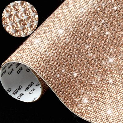 China wholesale wa084 eco-friendly bling 24*40cm diamond crystal foil self adhesive rhinestone sheet for decoration champagneFast delivery for sale