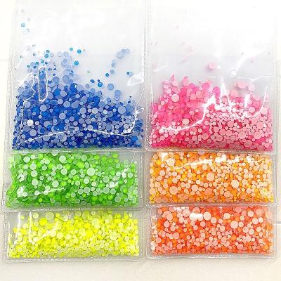 China High Quality Bulk Eco-Friendly SS6-SS30 Non Hotfix Luxe Neon Glass Rose Press Rose Green Rhinestone For Nail for sale