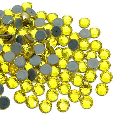 China Eco-friendly Wholesale Hot Fix Citrine Hot Fix Rhinestone Crystal Bulk For Glass T-shirts Flatback Eco-friendly for sale