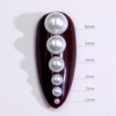 China Eco-Friendly Wholesale White Beads Imitation Pearl Half Round Flat Back Bead 2mm, 3mm, 4mm, 5mm For DIY Craft, Nail Art for sale