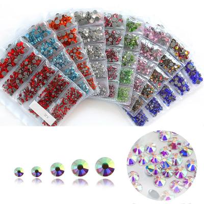 China Wholesale Mixed Sizes Eco-friendly Yantuo 6 SS4-SS12 3D Nail Art Decoration Glass White Rhinestones for sale