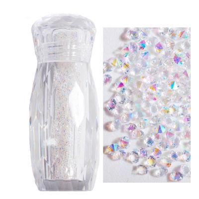 China Eco-friendly Crystal Glitter Crystal Diamond Nail Art Decoration AB 1.2mm Mini Glass Nail Rhinestone Micro Strass for sale