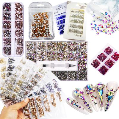 China Yantuo Wholesale Eco-friendly Shiny bling bling crystal glass box Bulk ab nails K 9 rhinestone kit for sale