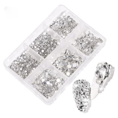 China Yantuo Eco-friendly Crystal White wholesale 6 box ss6-ss20 mix size white rhinestones for nails, cups for sale