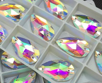 China High Quality Eco-friendly Crystal AB Teardrop Sew On Rhinestones For Wedding Dress for sale