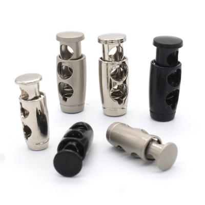 China 2021 nickel free new double-hole cylinder spring rope lock end pull rope toggle plug can be customized color for sale