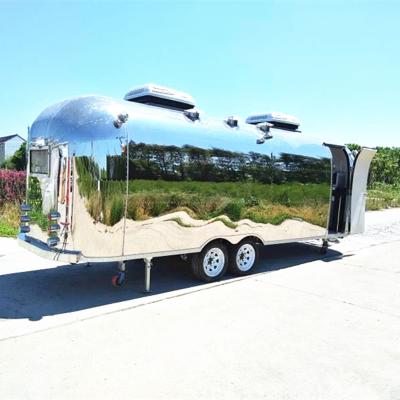 China Winery Chonpower 6.8m Mobile Airstream Food Truck Trailer BBQ Food Caravan Beverage Cart Sold Europe for sale