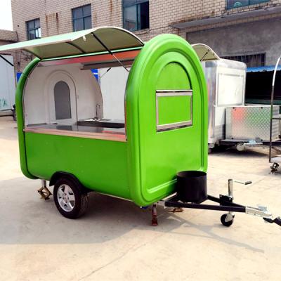 China Winery BBQ Oven Food Cart Beef Food Van Empty Towable Fast Food Trailer With Serving Windows Side for sale