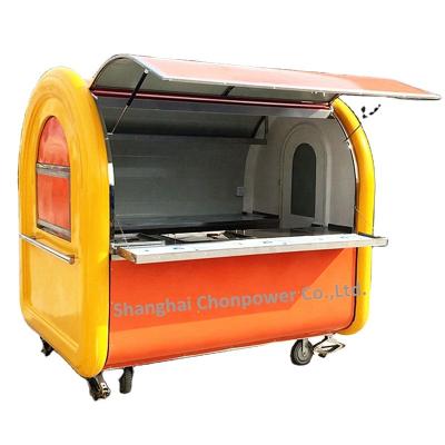 China Hand push orange food booth churros and yellow food car commercial food kitchen kiosk for sale