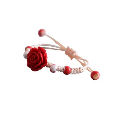 China Fashion Fashion Jewelry Hand Braided Bangle Resin Flower Adjustable Bracelet for sale