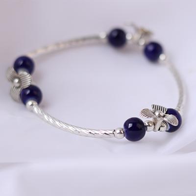 China Vintage Fashion Vintage Fashion Jewelry Charm Bracelet Blue Jade Alloy Adjustable Bracelet for sale