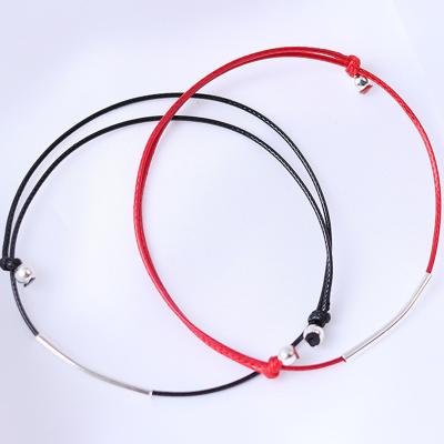 China Simplified Trendy Couple Supplies Minimalistic Waxed String Bracelet Adjustable Friendship Bracelet for sale