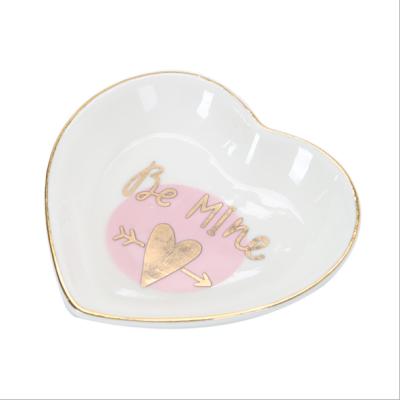 China Wholesale Viable Hot Sale Creative Heart Shaped Ceramic Dessert Dish Jewelry Tray for sale