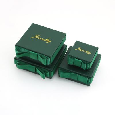 China Cardboard Bracelet Necklace Small Ring Green Black Red Pink Jewelry Packaging With Ribbon Paper Boxes Custom Jewelry Box for sale