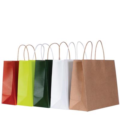 China Customized Recyclable Hotselling With Logo Kraft Bag Colorful Degradable Disposable Packaging Plain Takeaway Colored Kraft Paper Bags for sale