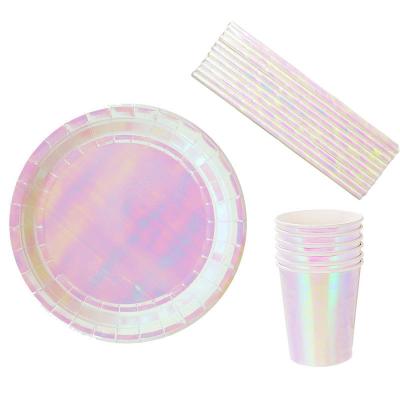 China Disposable Party Disposable Dinnerware Hexagon Dinner Plate Bulk Pink Paper Bulk Manufacturers Dinner Disposable Dishes for sale