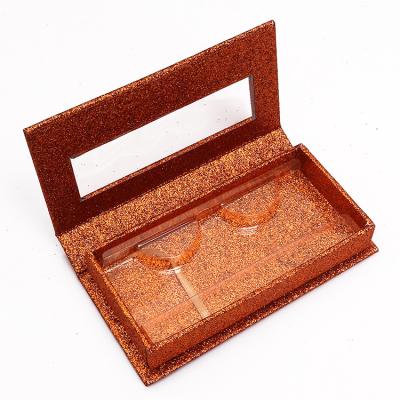 China Recycled Paper Box Gold Glitter Box With Window Wholesale Empty Luxury Custom Eyelash False Eyelashes Packaging for sale