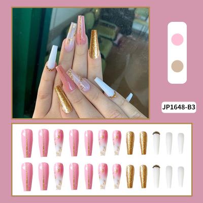 China European and American design flat head matte long wear false nail tablets reusable artificial nail correction finished product for sale