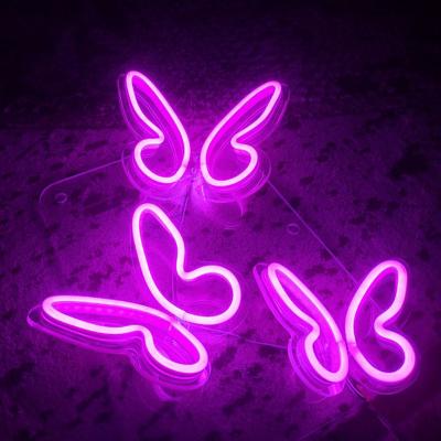 China Hotel Drop Shipping No MOQ Free Design Vivid Led Butterfly Wall Mounted Indoor Outdoor Acrylic Neon Sign for sale