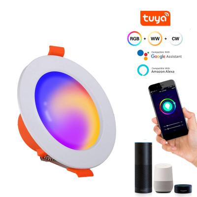 China Tuya modern smart wifi app home lighting 6W 10W RGBCW RGB color dimming down light for sale