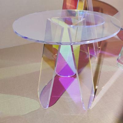 China Round acrylic colorful smart living room coffee table Assembly Korea factory hot rainbow style in Korea for sale