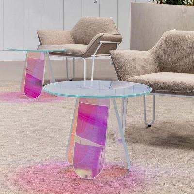 China Modern rainbow color office living room assembly style Northern European furniture transparent acrylic coffee table for sale