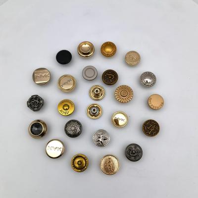 China Viable Customized Men And Women Round Micro Logo Copper Zinc Alloy Gold Button For Jeans for sale