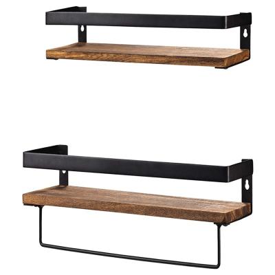 China New Arrivals Storage New Arrivals Easy Installation Towel Bathroom Storage House Float Wooden Wall Hanging Shelf for sale