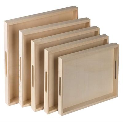 China Wholesale Restaurants Hotels Family Kitchen Various Sizes Fruit Tea Breakfast Food Wooden Decorative Trays for sale