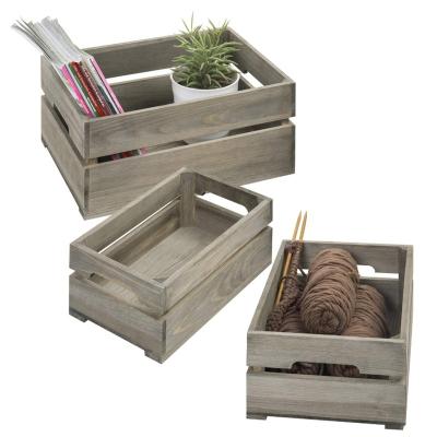 China Special Eco-friendly Small Gray White Cheap Rustic Decorative Hot Selling Wooden Boxes Rustic Storage Crates for sale