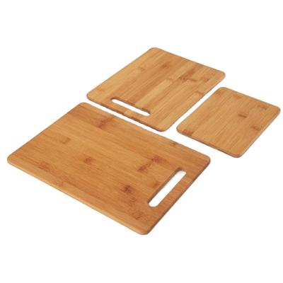 China Sustainable Wholesale Rectangle Kitchen Assorted Sizes Brown Cutting Plates 3 Piece Wood Color Bamboo Cutting Boards for sale