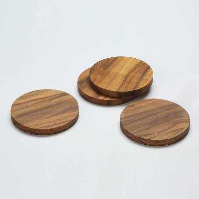 China Sustainable Coffees Whiskey Wooden Acacia Wooden Cup Holder Coasters for sale