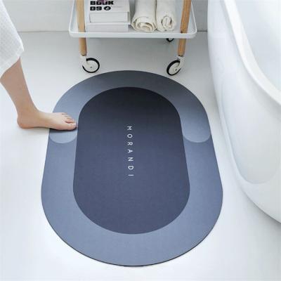 China Sustainable Bathroom Water Absorbent Cover Set Natural Rubber Toilet Liner Anti Slip Diatomite Bath Mat for sale