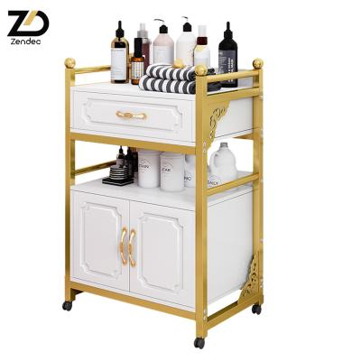 China Modern Barber Shop Trolley Ironing Tools And Special Dyes For Barber Shop Three-Layer Bar Car Multifunctional Beauty Salon Trolley for sale