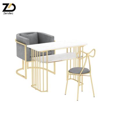 China Fashional high quality modern marble manicure table and chair set for nail shop nail art table salon shop for sale