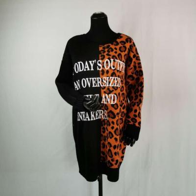 China Anti-pilling Design Your Own Sweater Casual Wear Knitted Thick Pullover O-Neck Plus Size Leopard Sweater for sale