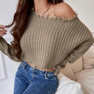 China Anti-pilling Pullover Sweater Women Winter Crop Tops Long Sleeve Knitted Girls' Sweater Jumper Design for sale